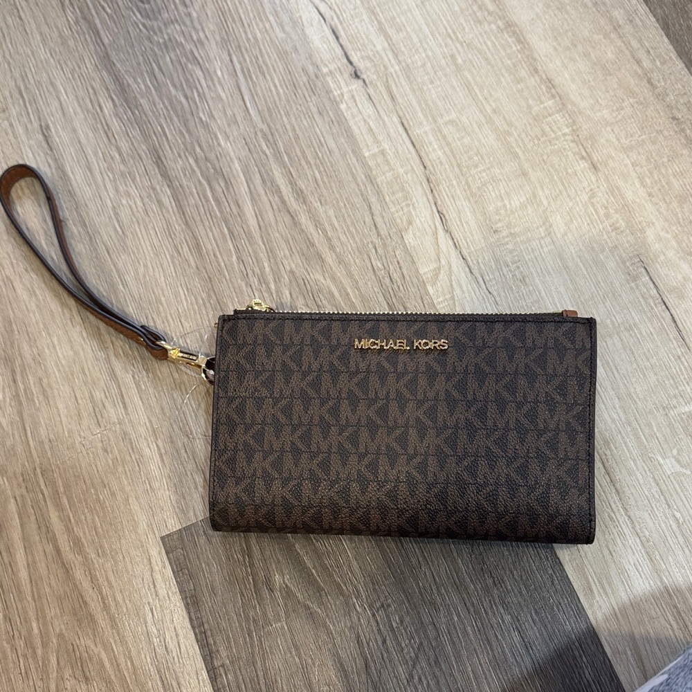 Michael Kors Dark Brown Logo Wristlet